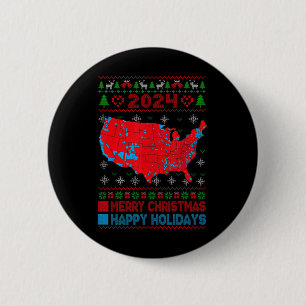 2024 Electoral Map Trump Landslide Ugly Christmas  6 Cm Round Badge
