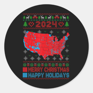 2024 Electoral Map Trump Landslide Ugly Christmas  Classic Round Sticker