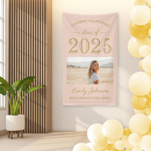 2024 Elegant Blush Gold Custom Photo Graduation Banner
