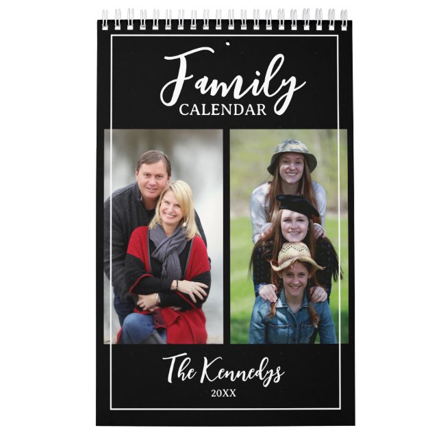 2024 Family Name Photo Black And White Calendar (Cover)