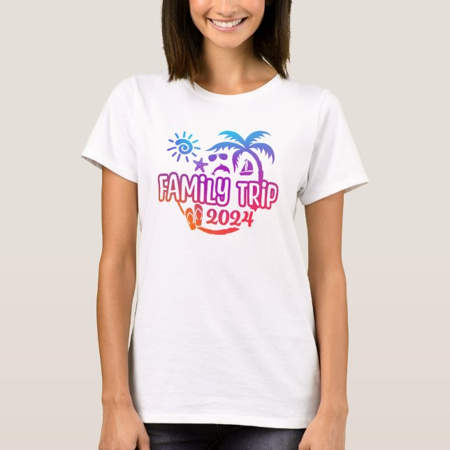 2024 Family trip with beach, sunglasses & sailboat T-Shirt (Front)