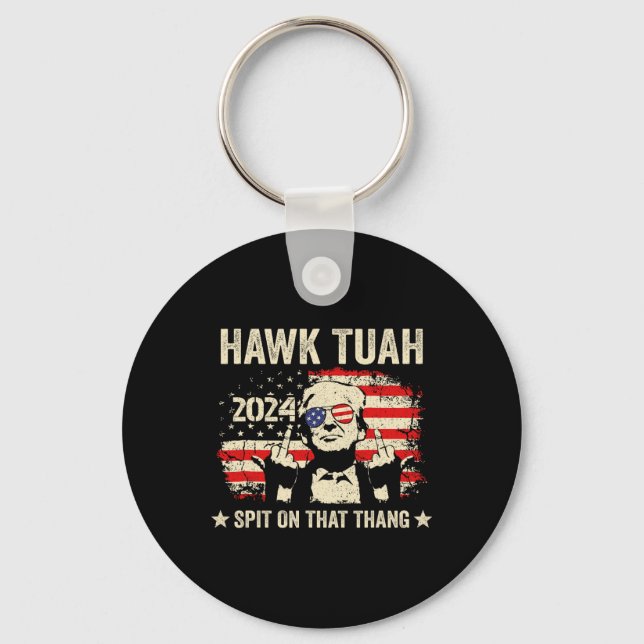 2024 Flag Funny Hawk Tush Middle Finger 24 Vote Tr Key Ring (Front)