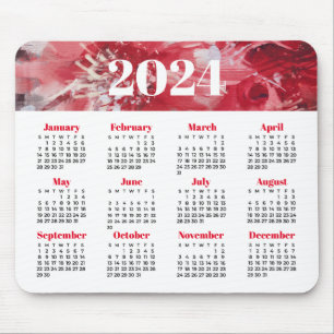 2024 Floral Calendar Mouse Pad
