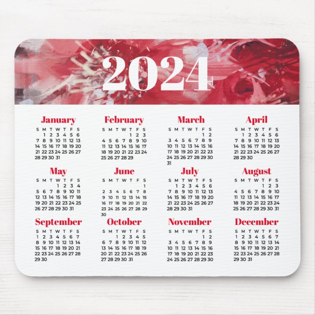 2024 Floral Calendar Mouse Pad (Front)