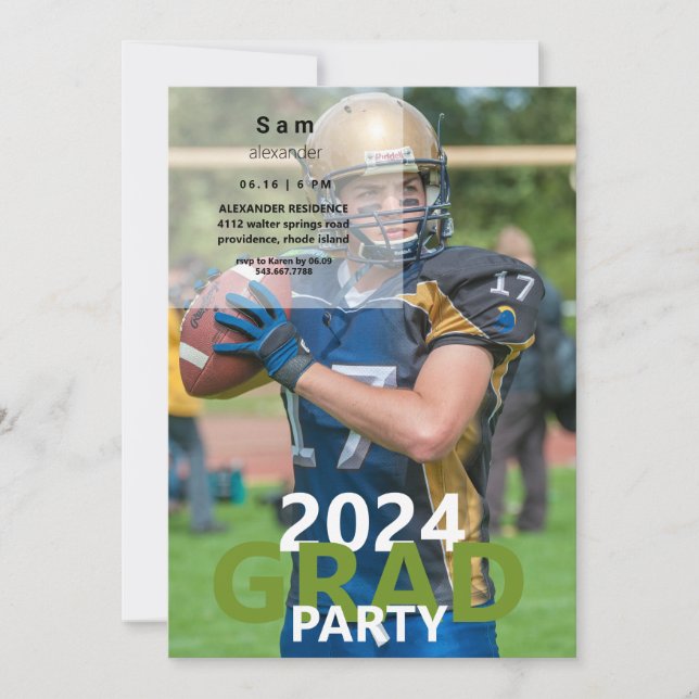 2024 Football Photo Graduation Party  Invitation (Front)