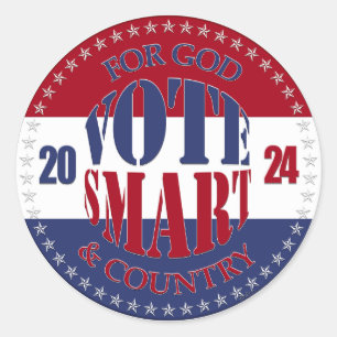 2024 For God and Country Vote Smart Classic Round Sticker