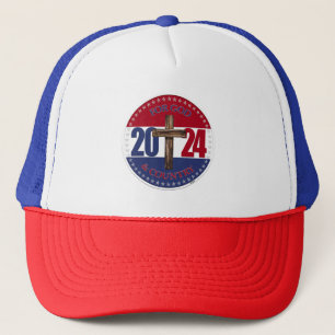 2024 For God and Country with Cross Trucker Hat