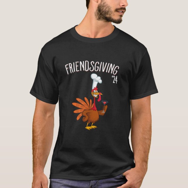 2024 FRIENDSGIVING Martini Turkey Friends Thanksgi T-Shirt (Front)
