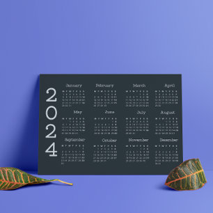 2024 Full Year Calendar Black And White Minimalist Programme