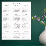 2024 Full Year Home Office Yearly Wall Calendar Poster<br><div class="desc">Custom,  beautiful elegant script typography,  simple plain black and white,  2024 full year,  home room office decor,  vertical yearly wall calendar poster. Makes a great custom gift for friends,  family,  peers,  co-workers,  for holidays,  christmas,  new years.</div>