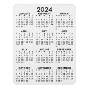 2024 Full Year View Calendar - Basic Minimal Door Sign