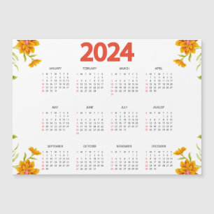 2024 Full Year View Calendar - Basic Minimal Magnetic Invitation