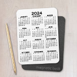 2024 Full Year View Calendar - Basic White Minimal Magnet<br><div class="desc">2024 Black and White - A minimal, basic 12 month calendar with a solid colour background. A standard look for your home office or school locker. The fonts are simple to read, and the colours can be changed. If you open the customise area, it will take to you to an...</div>
