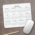 2024 Full Year View Calendar - horizontal - Grey Mouse Pad<br><div class="desc">Grey and White - A minimal, basic 12 month calendar with a solid colour background. A standard look for your home office or school locker. The fonts are simple to read, and the colours can be changed. -------- If you open the customise area, it will take to you to an...</div>