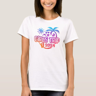 2024 Girls Trip-palm tree and flip flops T-Shirt