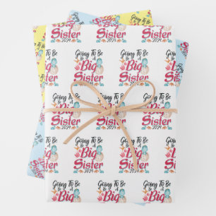 2024 Going to be a Big Sister - Dinosaur Wrapping Paper Sheet