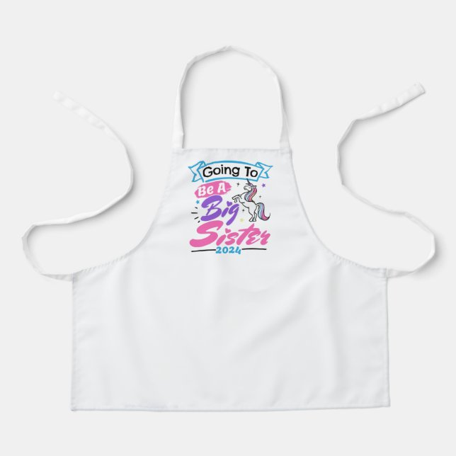 2024 Going to Be a Big Sister Unicorn Apron (Front)