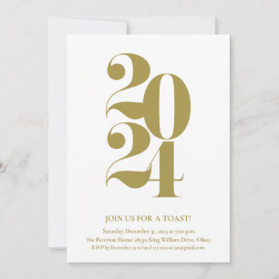 2024 Gold New Year's Eve Party Invitation