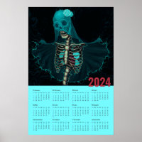 2024 Goth Ghost Wall Calendar