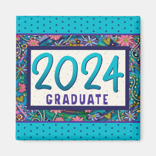 2024 Graduate Fun Floral Modern Trendy Magnet