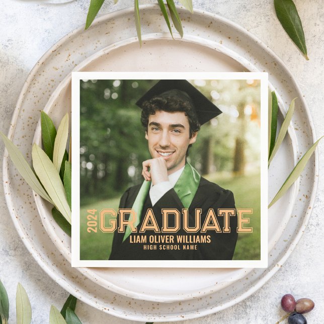 2024 Graduate Personalised Photo Grad Party Napkin (Creator Uploaded)