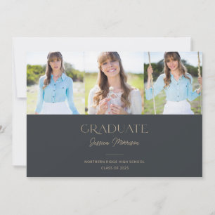 2024 Graduate Script Name Grey Graduation Party Invitation