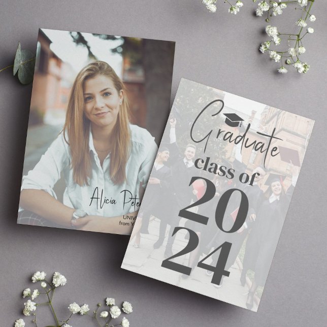 2024 Graduate script photo modern graduation Announcement (Creator Uploaded)