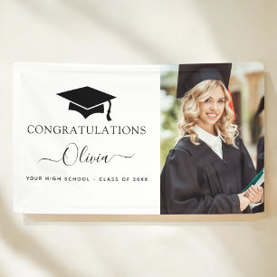 2024 Graduation Black White High School College Banner