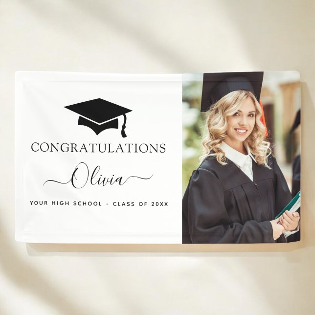 2024 Graduation Black White High School College Banner (Creator Uploaded)