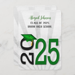 2024 Graduation In Green and Black School Colours Invitation
