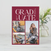 2024 Graduation Photo Collage Burgundy Grad Party Invitation (Standing Front)