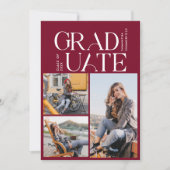 2024 Graduation Photo Collage Burgundy Grad Party Invitation (Front)