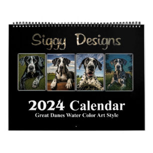 2024 Great Dane Water Colour (Customisable) Calendar