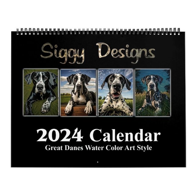 2024 Great Dane Water Colour (Customisable) Calendar (Cover)