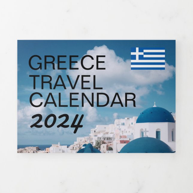 2024 Greece Travel Calendar with Greek Holidays Tri-Fold Programme (Cover)