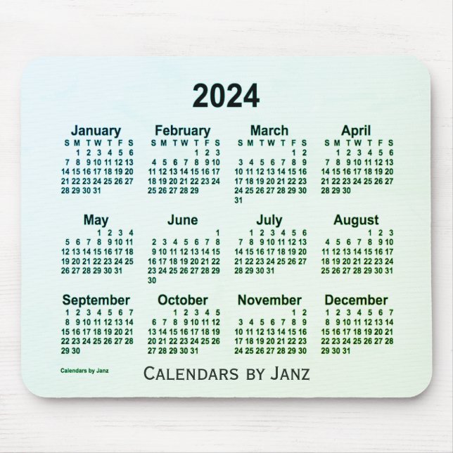 2024 Green Leaf Smoke Calendar by Janz Mouse Pad (Front)