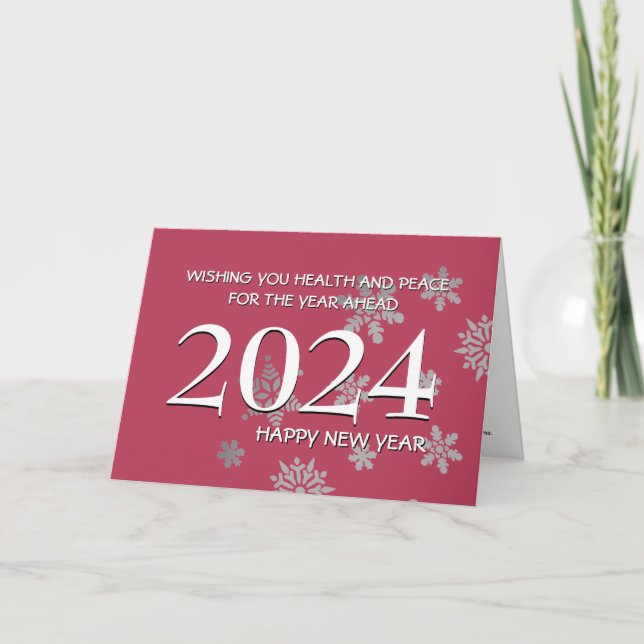 2024 Happy New Year ANY YEAR Trendy Magenta Holiday Card (Front)