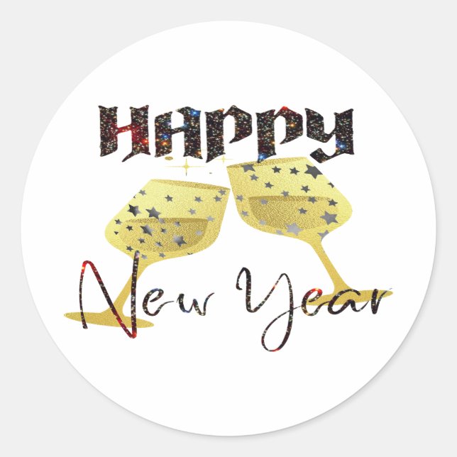 2024 Happy New Year Classic Round Sticker (Front)