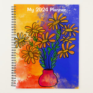 2024 Hard Cover Floral Spiral Planner