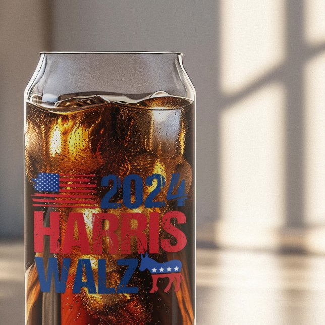 2024 Harris Walz Democrat Donkey Election Can Glass (Creator Uploaded)