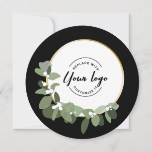 2024 Holiday Corporate Modern Wreath Custom Logo Card