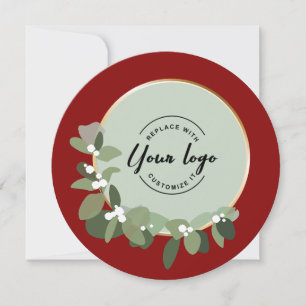 2024 Holiday Corporate Red Custom Wreath Logo Card