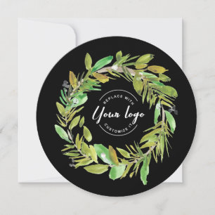 2024 Holiday Corporate watercolor Wreath Logo Card