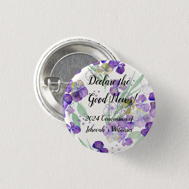 2024 JW Convention Hydrangea petals customize 3 Cm Round Badge (Front & Back)