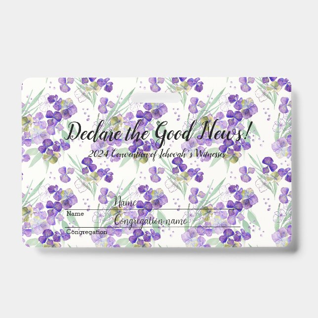 2024 JW convention Hydrangeas  ID Badge (Front)