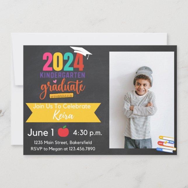2024 Kindergarten Graduation Invitation with Photo (Front)