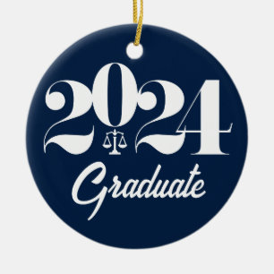 2024 Law School Graduation Blue Christmas Ceramic Tree Decoration