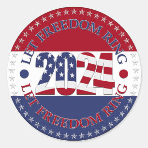 2024 Let Freedom Ring USA Flag Classic Round Sticker