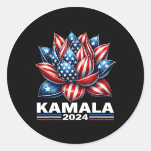 2024 Lotus Kamala Harris Usa President Election 20 Classic Round Sticker