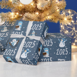 2024 Merry Christmas and Snowman Wrapping Paper